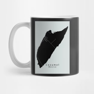 Cozumel Mexico Island Map dark Mug